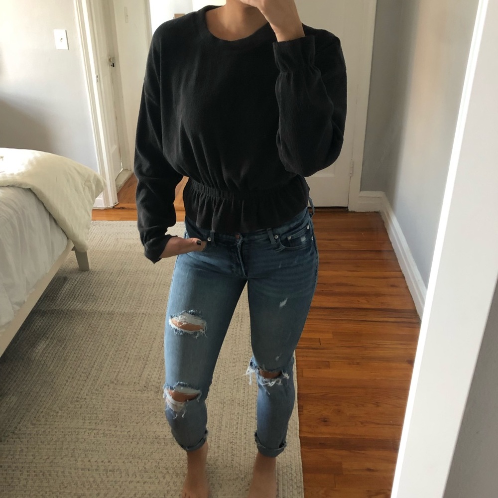 Zara crew neck clinched waist top